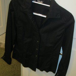 "RAFAELLA PETITES BUTTON DOWN V-NECK BLOUSE OR WEAR AS A JACKET 100% COTTON"